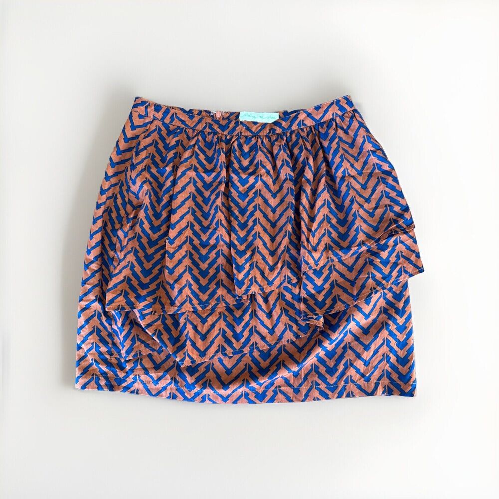 Staring At Stars Urban Outfitters Women's Orange Blue Tiered Skirt Sz 4